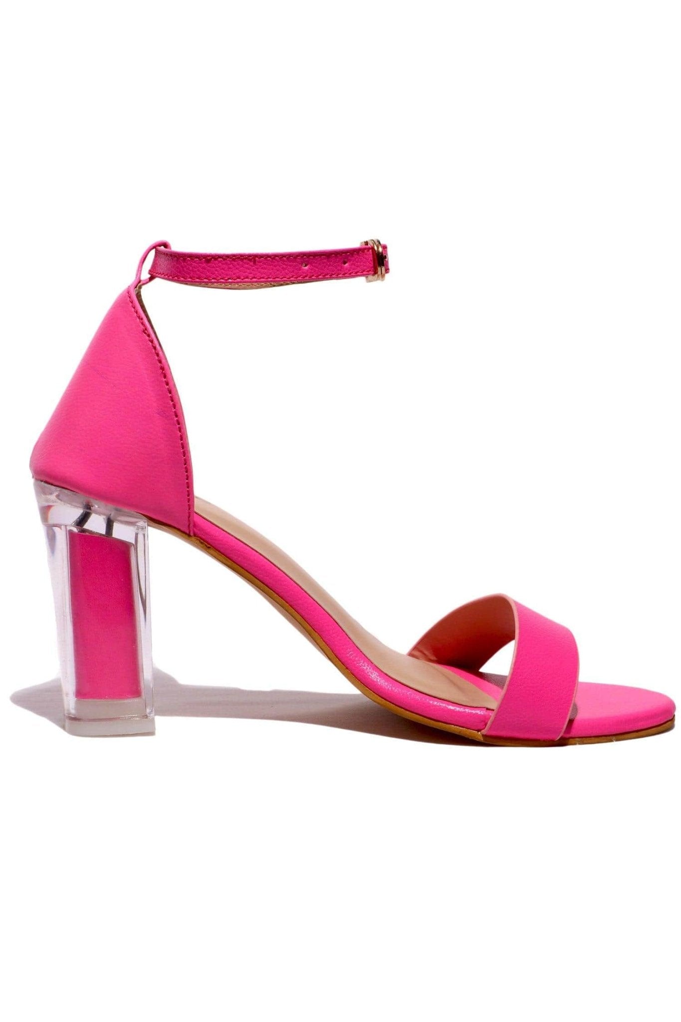 Pink heels with clear strap sale