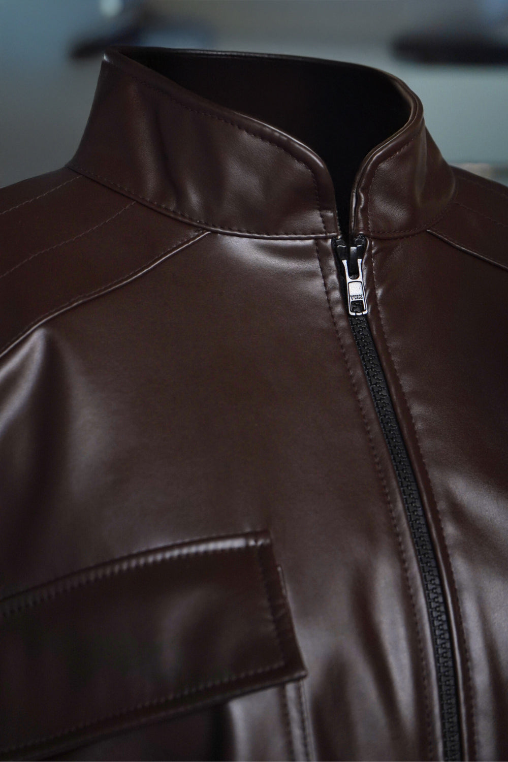 Brown bomber leather jacket