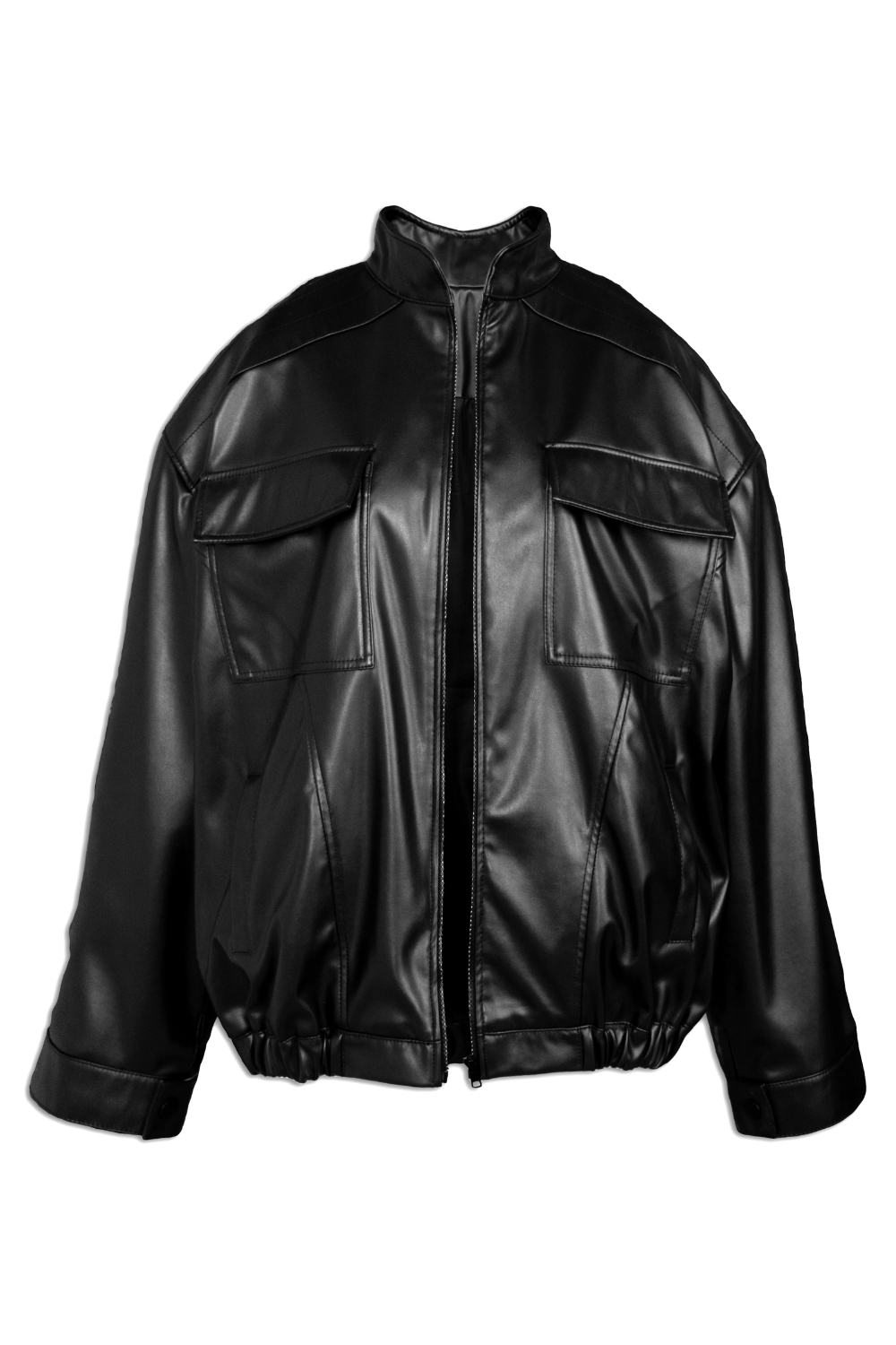 Black bomber leather jacket - BEEGLEE