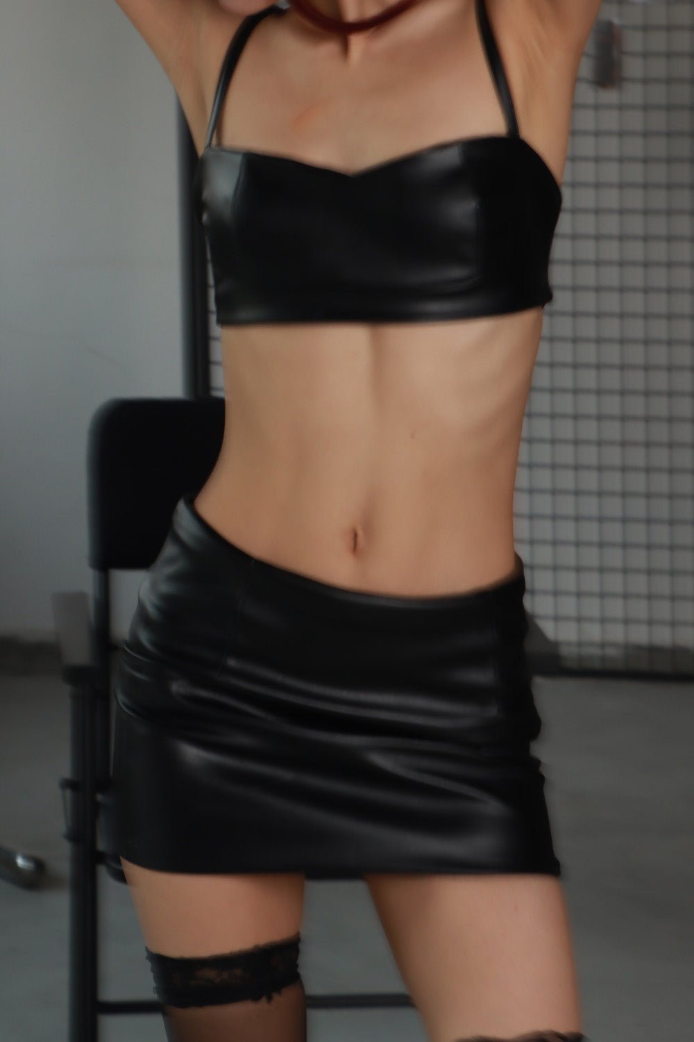 Black mini leather skirt - BEEGLEE