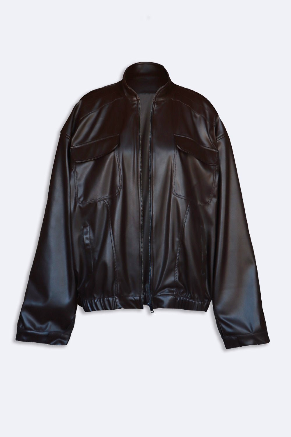 Brown bomber leather jacket - BEEGLEE