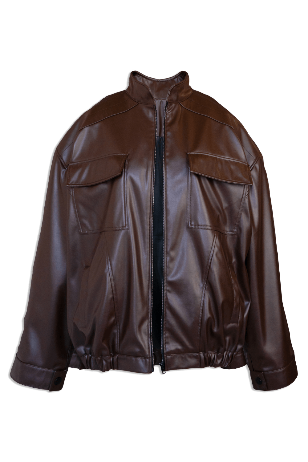 Brown bomber leather jacket - BEEGLEE