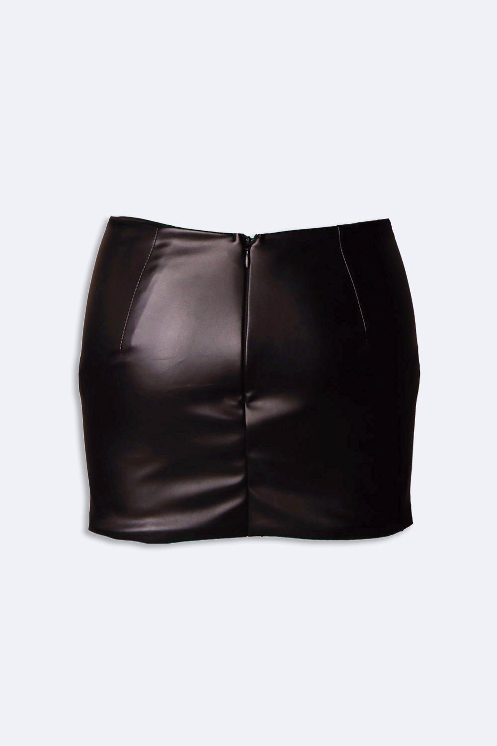 brown mini leather skirt - BEEGLEE