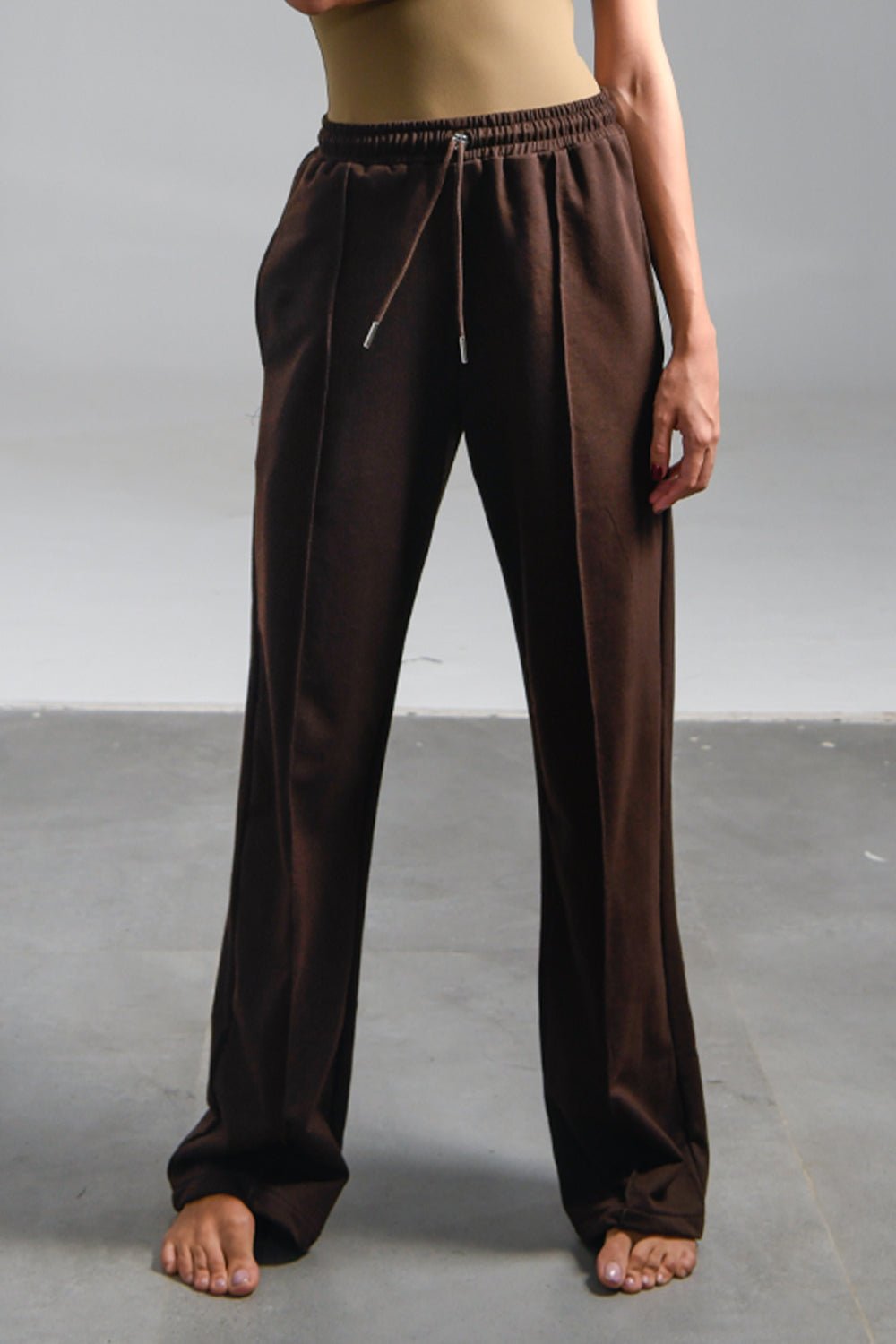 Brown Pleated Sweatpants - BEEGLEE