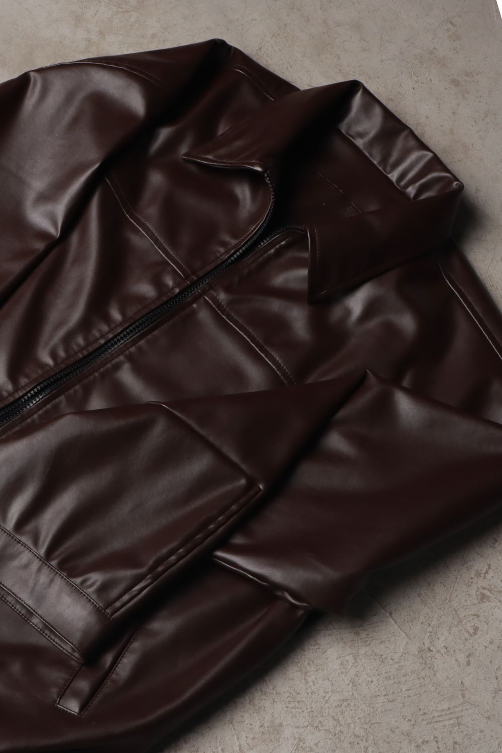 Brown viper leather jacket - BEEGLEE