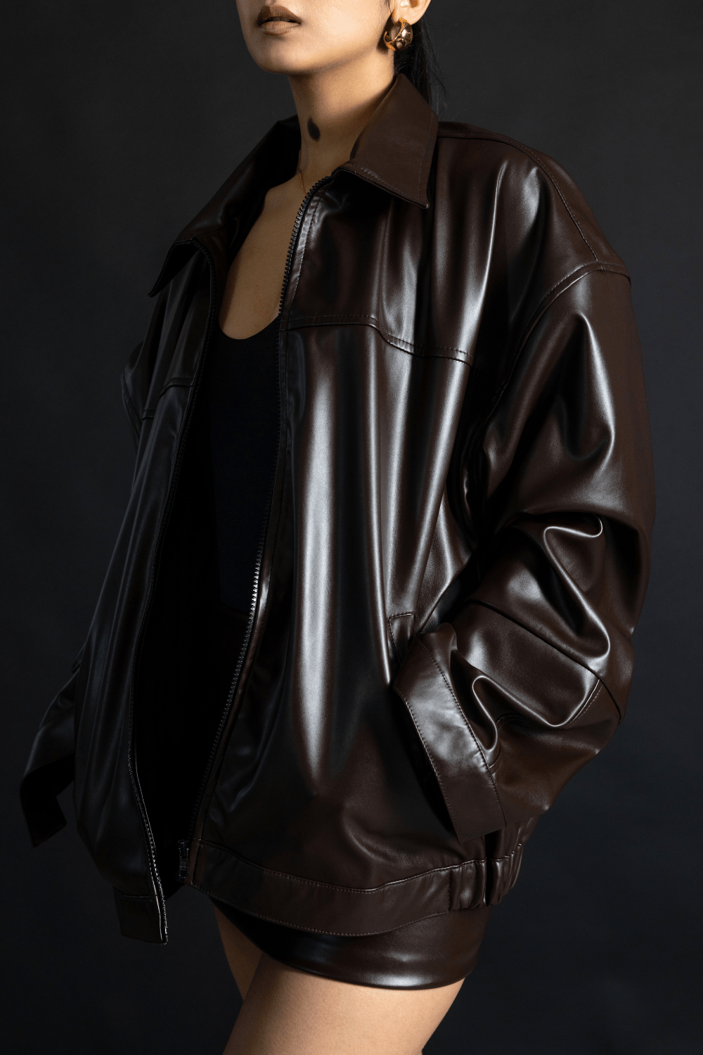 Brown viper leather jacket - BEEGLEE