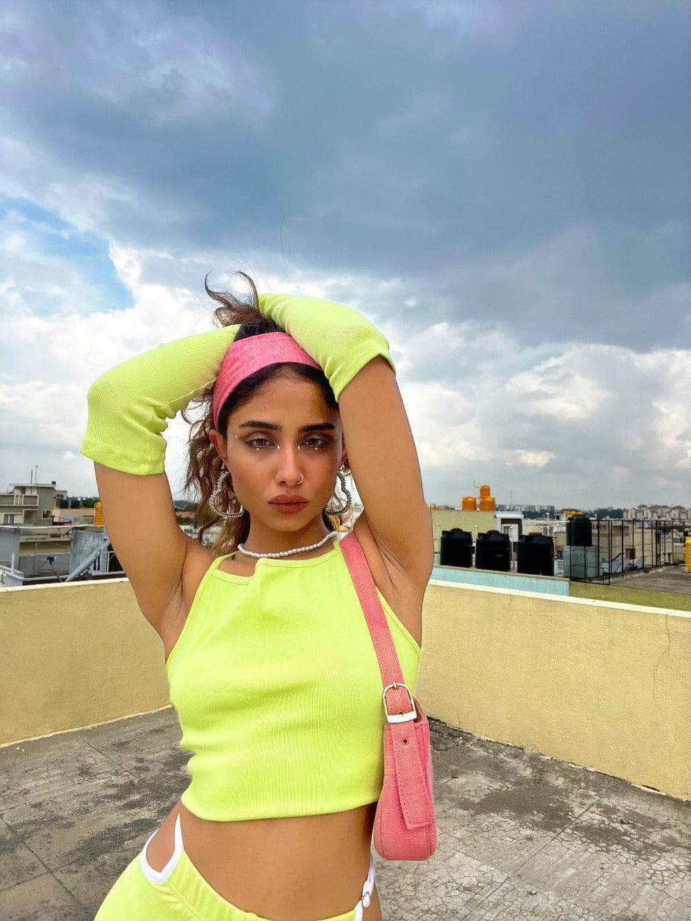 Neon lace crop top clearance