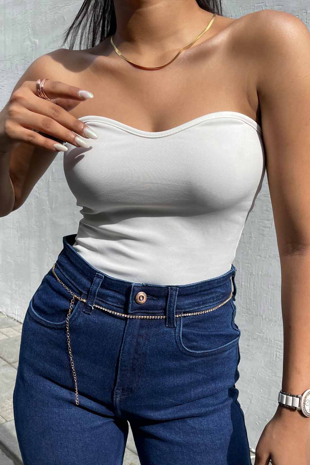 White Sweet Heart Tube Top BEEGLEE